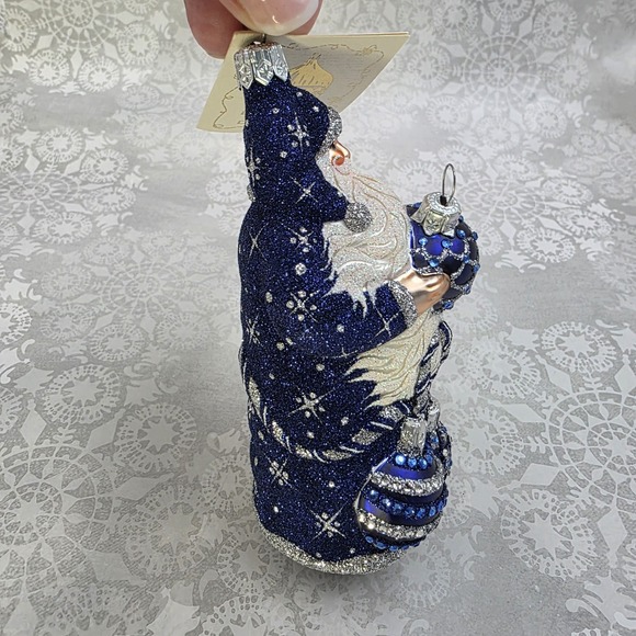 VTG Patricia Breen Let's Decorate Santa Blue Silver Ornament 2006 Bergdorf Event - Picture 5 of 12